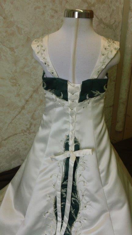 ivory green flower girl dress